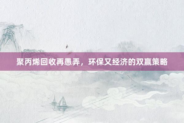 聚丙烯回收再愚弄，环保又经济的双赢策略